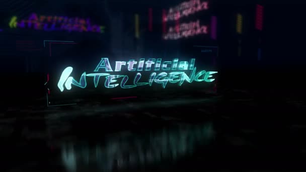 Τεχνητή Νοημοσύνη Φουτουριστικό Στυλ Cyberpunk Animation Αφηρημένη Σύγχρονη Κυβερνοπόλη Απόδοση — Αρχείο Βίντεο