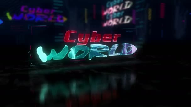 Cyber World Futuristic Cyberpunk Style Animation Abstract Modern City Rendering — Stock Video