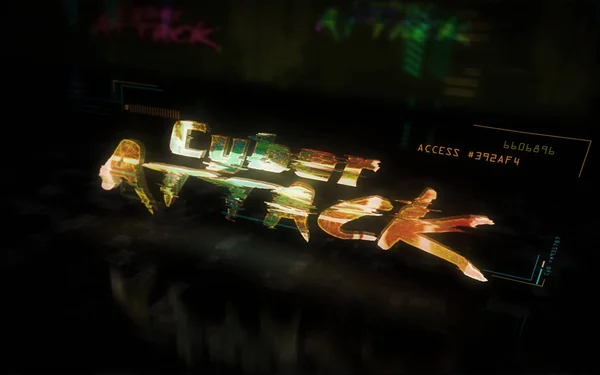 Siber saldırı fütüristik illüstrasyon siber punk tarzı