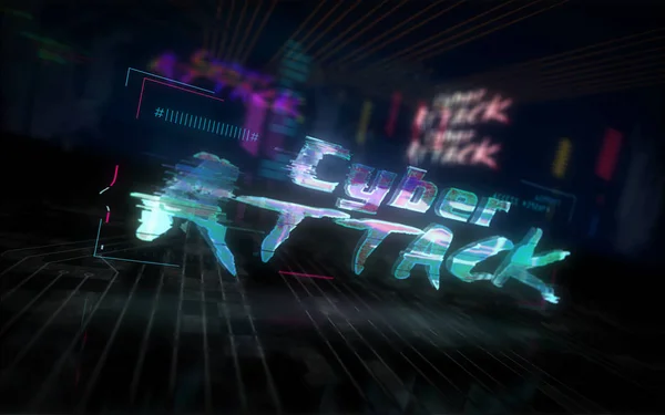 Cyber-Angriff futuristische Illustration Cyberpunk-Stil — Stockfoto