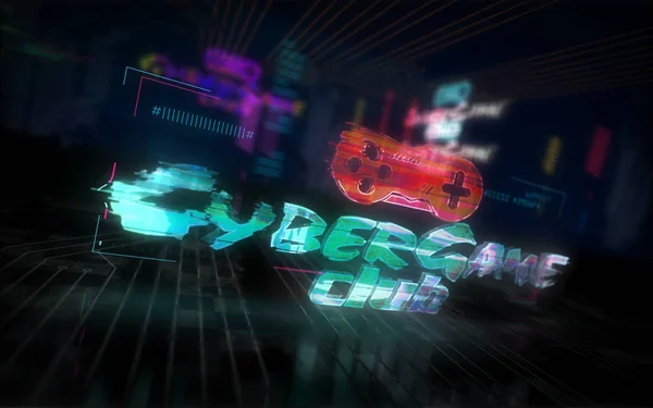 Club de juegos cibernéticos ilustración futurista estilo cyberpunk — Foto de Stock