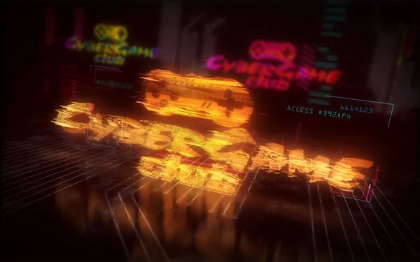 Siber oyun kulübü fütüristik illüstrasyon siber punk tarzı