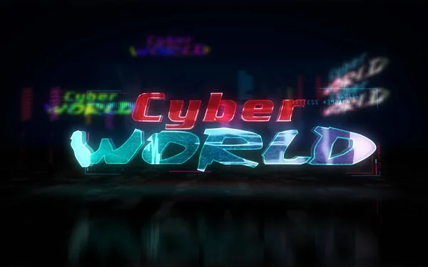 Cyber-Welt futuristische Illustration Cyberpunk-Stil — Stockfoto