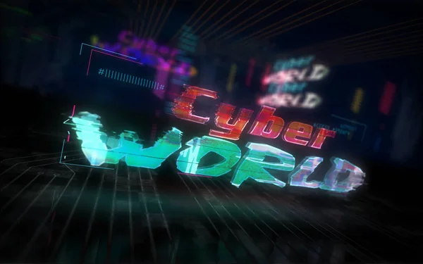 Cyber-Welt futuristische Illustration Cyberpunk-Stil — Stockfoto
