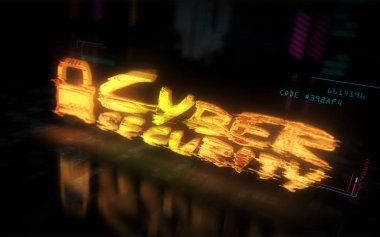 Siber güvenlik fütüristik illüstrasyon siber punk tarzı