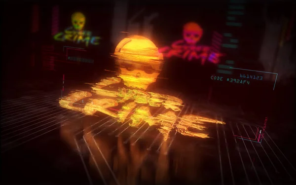 Siber suçlar fütüristik illüstrasyon siber punk tarzı