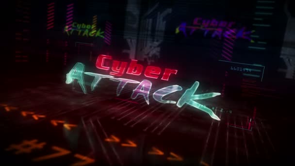 Cyber Attacco Futuristica Illustrazione Stile Cyberpunk Astratto Moderno Cyber City — Video Stock