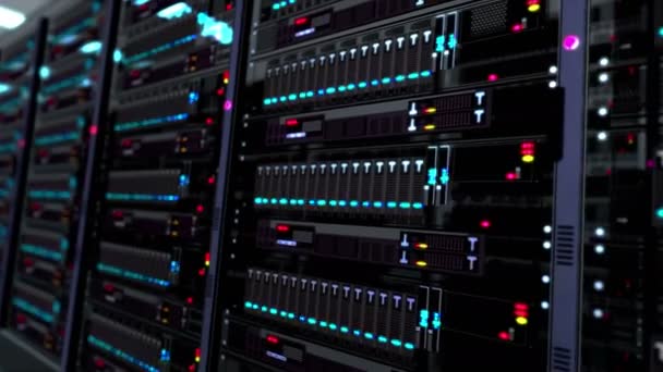 Moderne Servers Kamer Loopable Naadloze Rendering Animatie Kunstmatige Intelligentie Supercomputer — Stockvideo