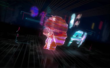 Yapay zeka fütüristik illüstrasyon siber punk stili