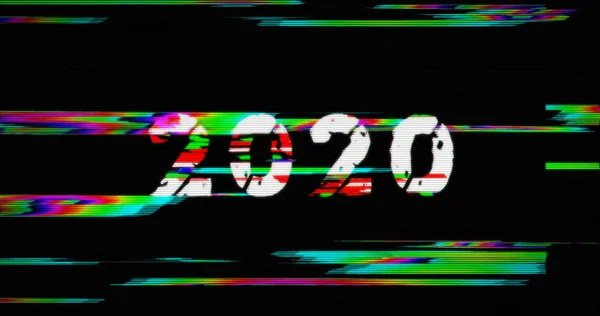 Moderne glitch transitie met 2020 tekst — Stockfoto