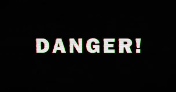 Symbole Radioactif Nucléaire Danger Texte Déformé Sur Fond Télévision Rétro — Video
