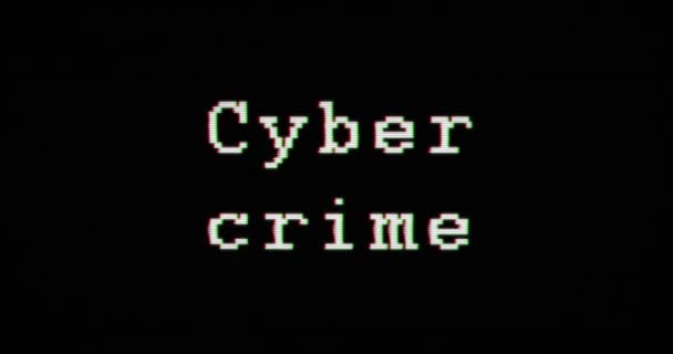 Kyberkriminalita Zkreslený Text Lebky Poškození Retro Pozadí Hacking Útok Virus — Stock video