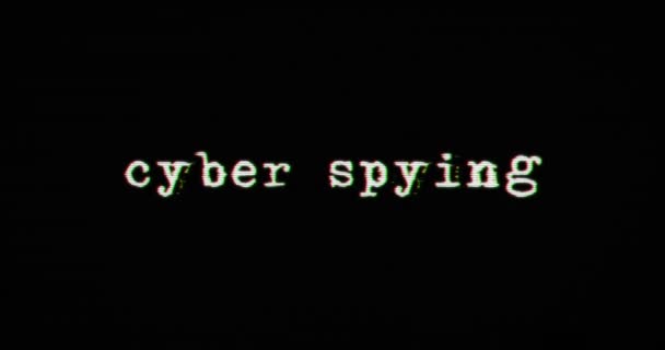 Cyber Espionnage Oeil Distordu Texte Dommages Rétro Fond Concept Abstrait — Video