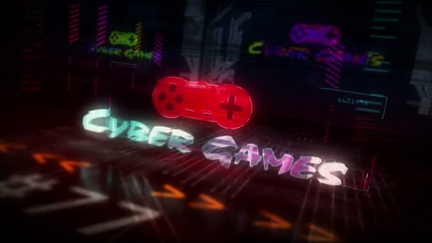 Cyber Games Club Futuristische Cyberpunk Animation Abstrakte Moderne Darstellung Von — Stockvideo