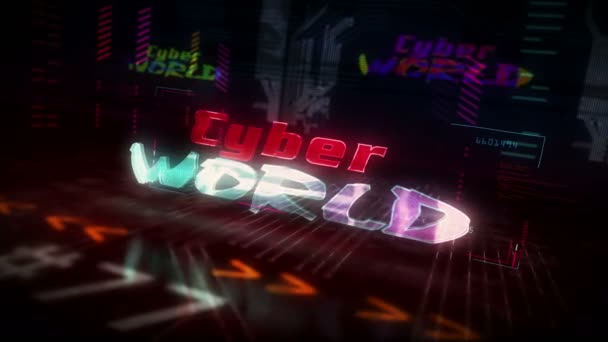 Cyber World Futuristische Cyberpunk Stijl Animatie Abstract Moderne Stad Rendering — Stockvideo