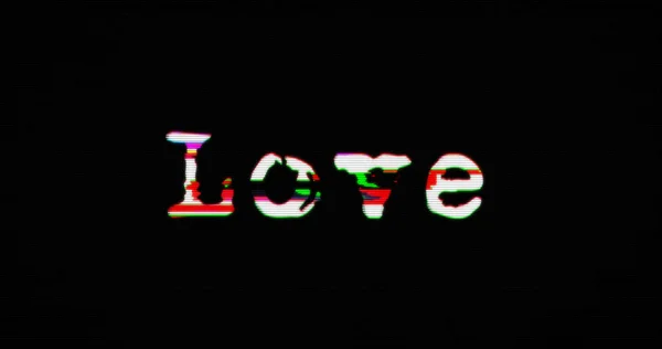 Modern glitch övergång med kärlek och hjärta symbol — Stockfoto