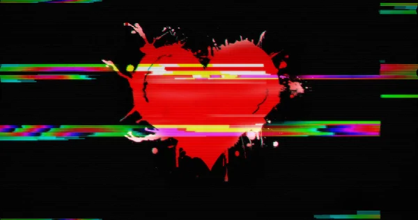 Moderna transizione glitch con amore e simbolo del cuore — Foto Stock