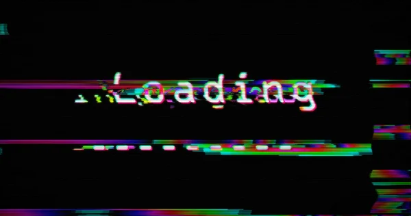 Modern glitch transition with loading in progress text — 스톡 사진