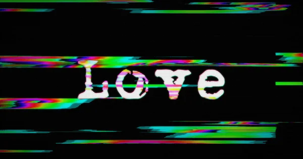 Moderna transizione glitch con amore e simbolo del cuore — Foto Stock