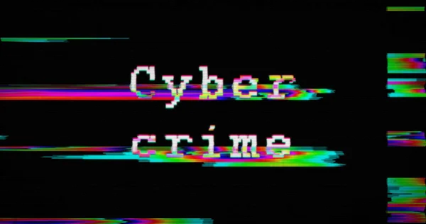 Modern glitch transition with cyber crime and skull text — ストック写真