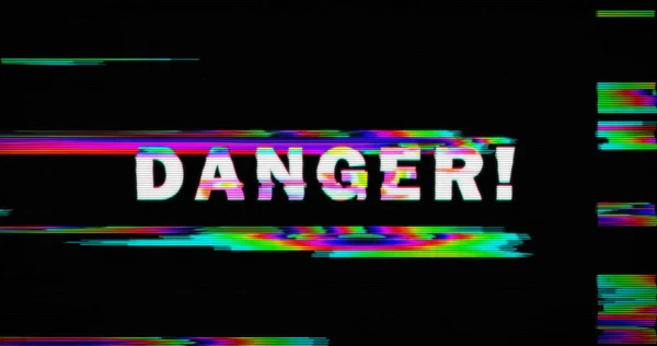 Modern glitch transition with nuclear danger text — Stock Photo, Image