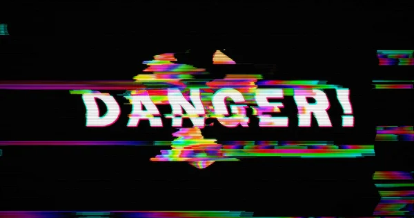 Modern glitch transition with nuclear danger text — 스톡 사진