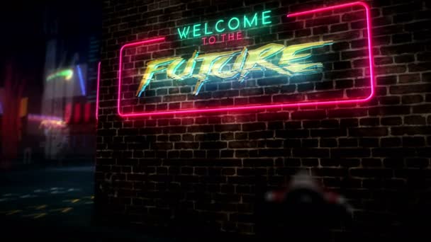 Holograma Futuro Neón Ciudad Cibernética Animación Futurista Estilo Cyberpunk Arte — Vídeos de Stock