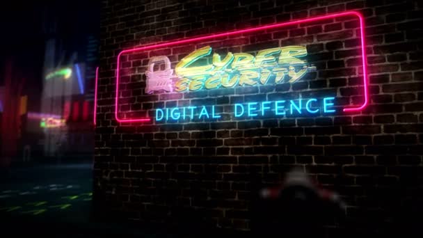 Holograma Segurança Cibernética Néon Animação Futurista Estilo Cyberpunk Arte Abstrata — Vídeo de Stock