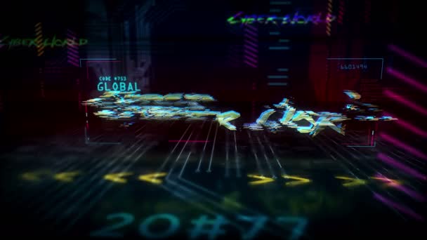 Cyber World Futuristic Cyberpunk Style Animation Modern Abstract Art Rendering — Stock Video