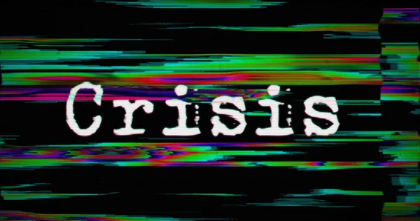 Modern glitch transition with crisis text