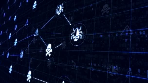 Concepto Moderno Cibercrimen Ataque Piratería Alerta Seguridad Robo Virus Protección — Vídeos de Stock