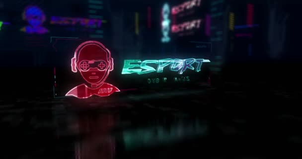 Esport Cyber Games Club Futuristica Animazione Stile Cyberpunk Astratto Città — Video Stock