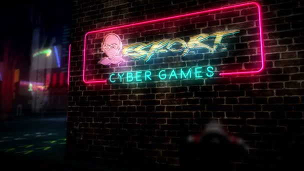 Esport Cyber Games Tournament Hologram Neon Futuristic Cyberpunk Style Animation — Stock Video