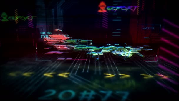 Esport Cyber Spel Klubb Futuristiska Cyberpunk Stil Animation Modern Abstrakt — Stockvideo