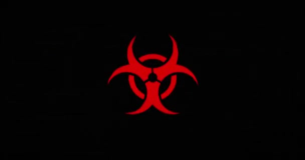 Biohazard Symbol Nebezpečný Text Poškození Retro Pozadí Koncepce Globální Epidemie — Stock video