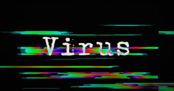 Modern glitch transition with virus danger — Stok fotoğraf