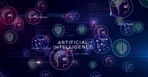 Artificiell Intelligens Neurala Nätverk Dator Cybernetisk Hjärna Djup Maskin Lärande — Stockvideo