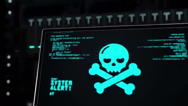 Attacco Informatico Data Center Concetto Criminalità Informatica Avviso Sicurezza Hacking — Video Stock