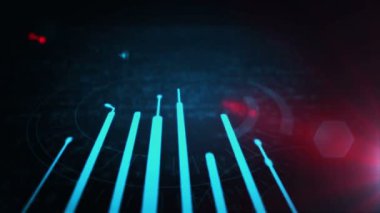 Siber güvenlik, dijital koruma, siber alan ve bilgisayar güvenlik sembolleri ile büyüyen dijital ağaç soyut kavram animasyonu yapıyor. Gelecekçi simgeler modern arkaplan.