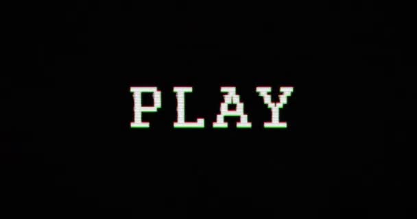 Hrát Symbol Zkreslený Text Pozadí Poškození Retro Abstraktní Koncept Hudebního — Stock video