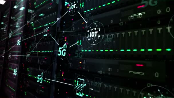 Φουτουριστικό Datacenter Iot Κυψελοειδείς Κινητές Επικοινωνίες Internet Things Και Ψηφιακά — Αρχείο Βίντεο