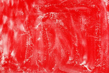 Kırmızı arka planda un. Üst görünüm