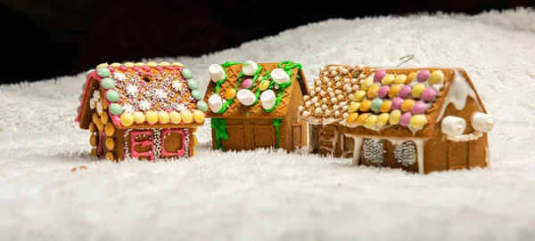 Neatly Decorated Ginger Bread Houses — Stock Photo, Image