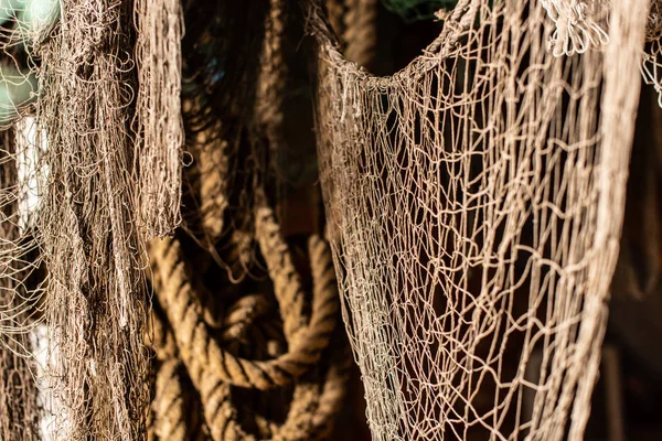 Stare Liny Sieci Używane Rybołówstwie Dawno Temu — Zdjęcie stockowe