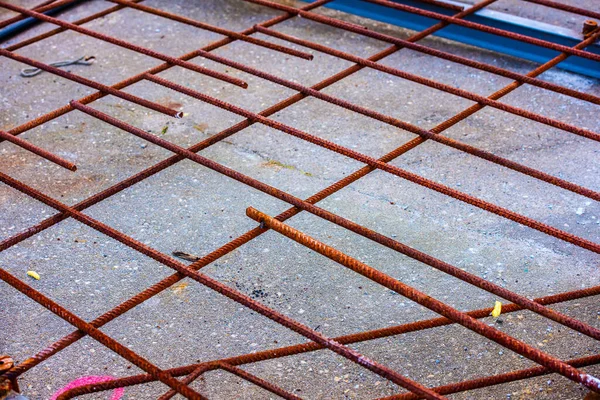 Barras Refuerzo Oxidadas Preparadas Para Verter Hormigón — Foto de Stock