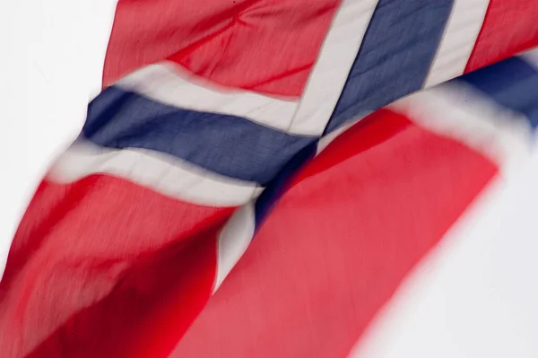 Norwegische Flagge Weht Wind — Stockfoto