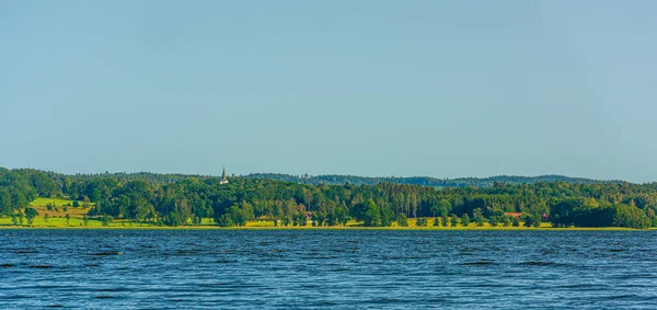 Pohled Jezero Věží Kostela Dálce — Stock fotografie