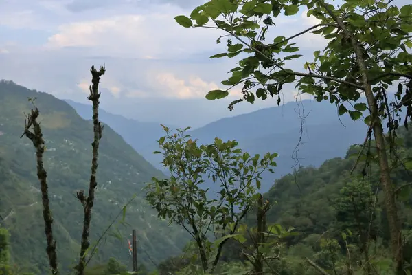 Berglandschaft Mit Bewölktem Himmel Und Grünem Wald Ravangla Sikkim Indien — Stockfoto