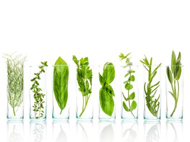 Uçucu yağlar taze otlar ile şişe kapatın. Adaçayı, gül