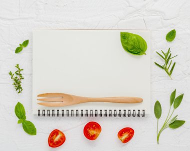 Gıdalar arka plan ve gıda menü tasarımı. Defter arka planı için 